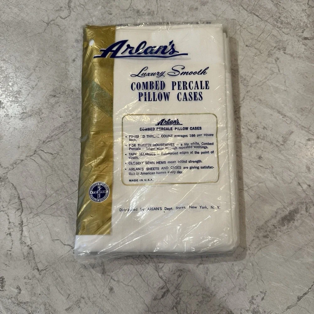 Vintage Arlan's Luxury Smooth Combed Pillowcases Set‎ Of 2 Unopened Package